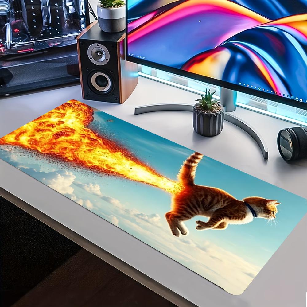 Gaming Accessories For Free Fire - Rocket Cat Extended Gaming Mouse Pad