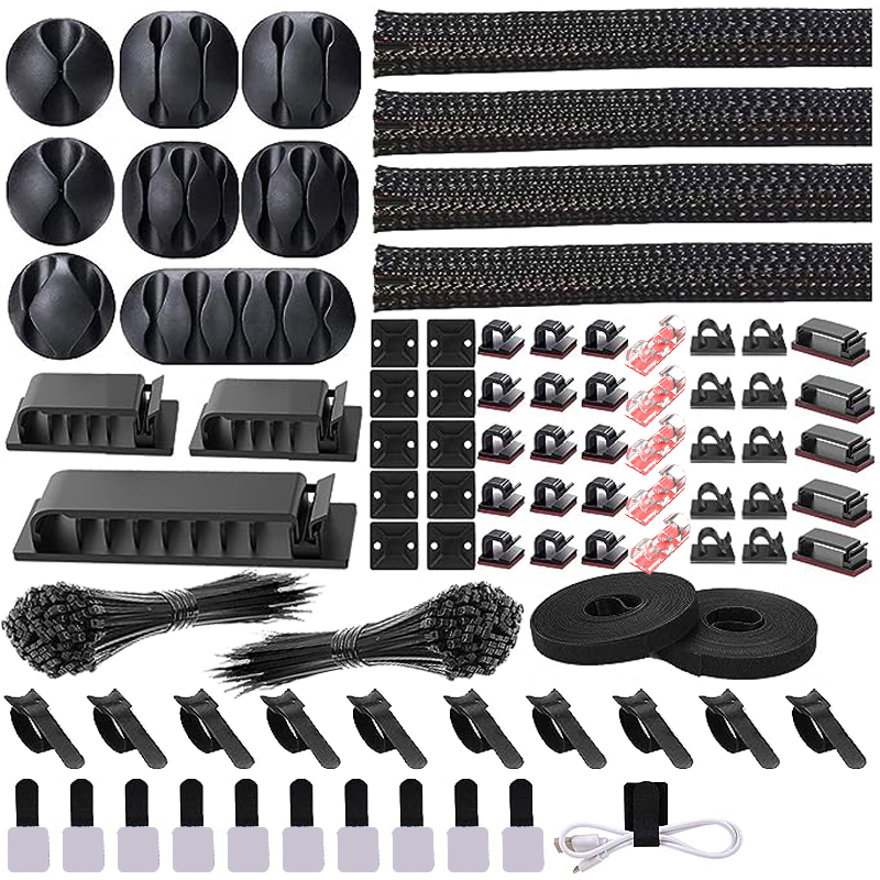 Sleeved Cable Kit - 282/352/367 Pcs Cable Organizer Management kit