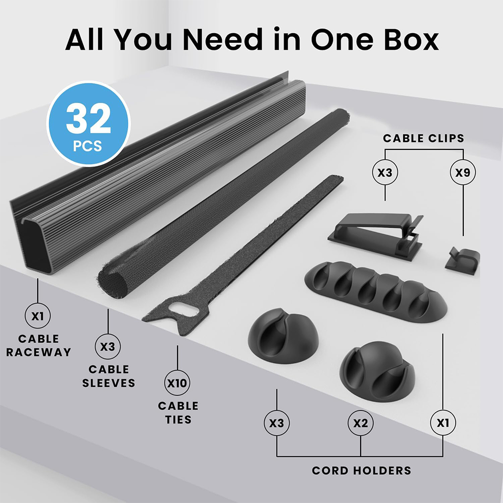 32Pcs Desk Under Cable Managem - Sleeved Cable Kit review and price