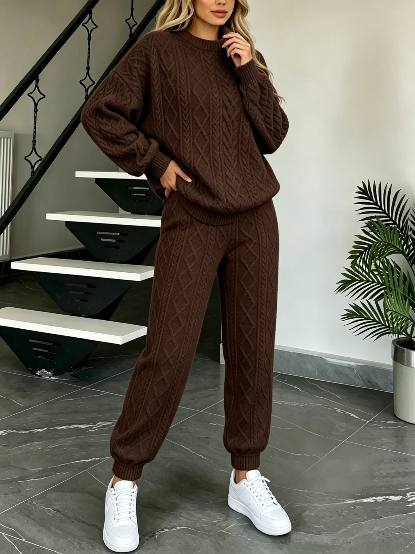 Women Cable Knit 2‑Piece Outfi - Sleeved Cable Kit review and price