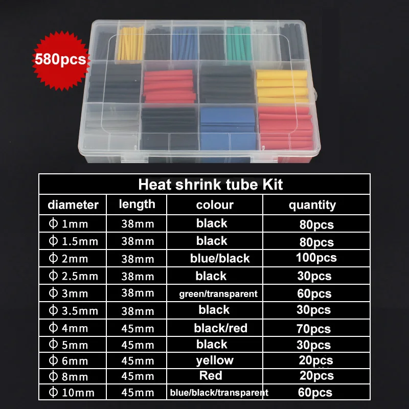 580pcs/Set Waterproof Shrinkag - Sleeved Cable Kit review and price