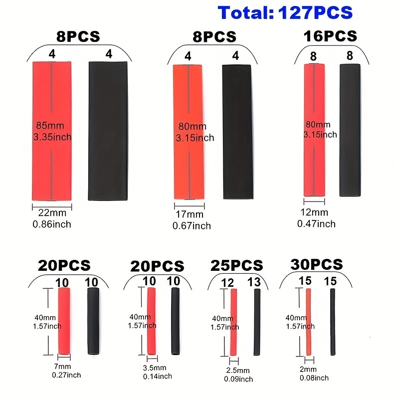 127pcs Black Red Heat Shrink T - Sleeved Cable Kit review and price