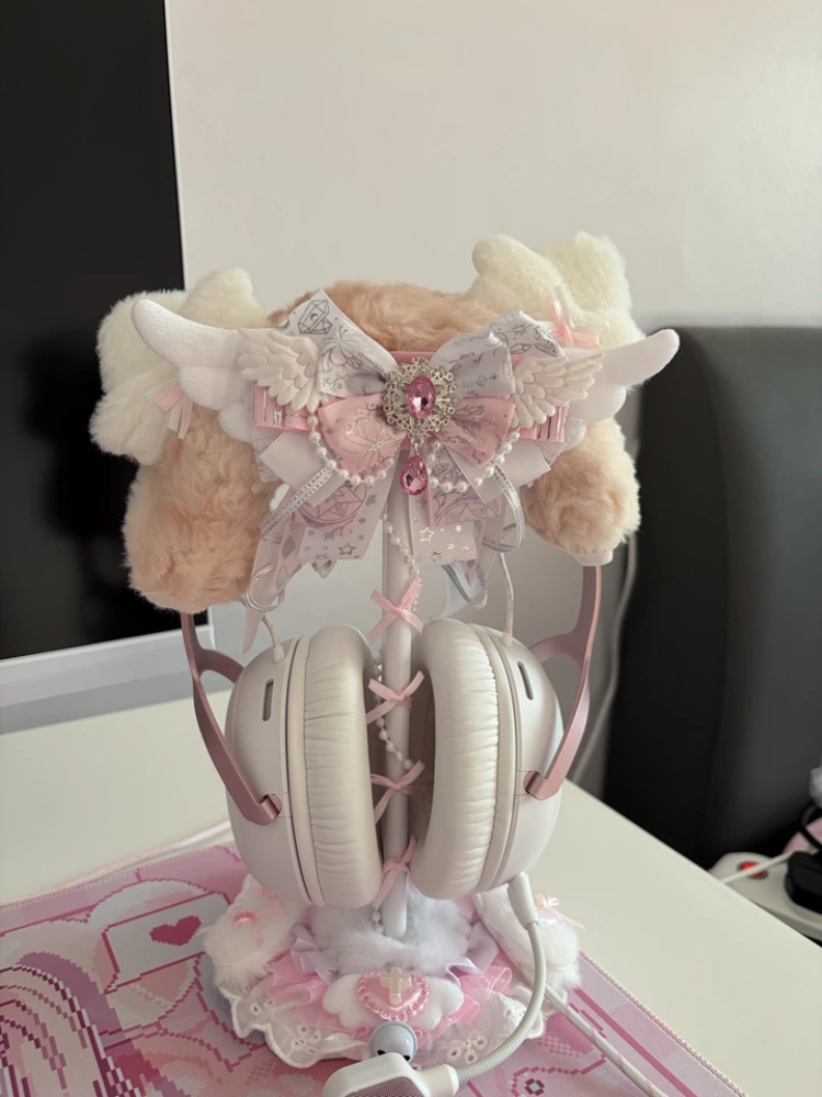 Cute Lace Headphone Stand Pink - Gaming Accessories Rack review and price